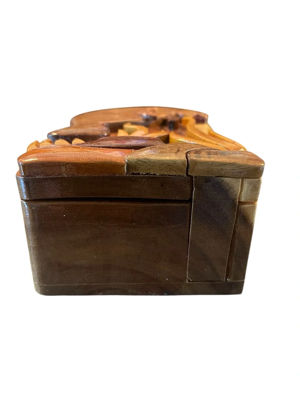 Carved Wooden Manatee Puzzle Treasure Stash Box Jewelry Sea Cow
